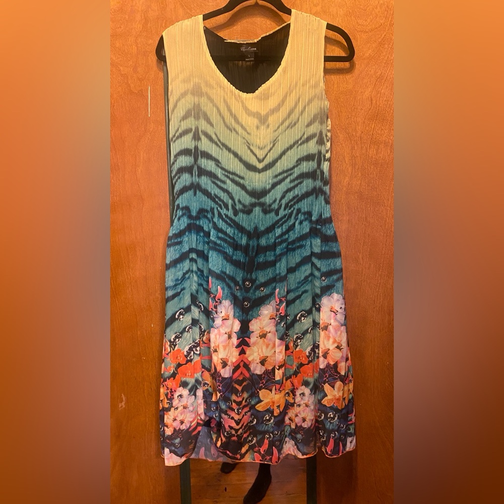 Blue and Pink Floral Dress